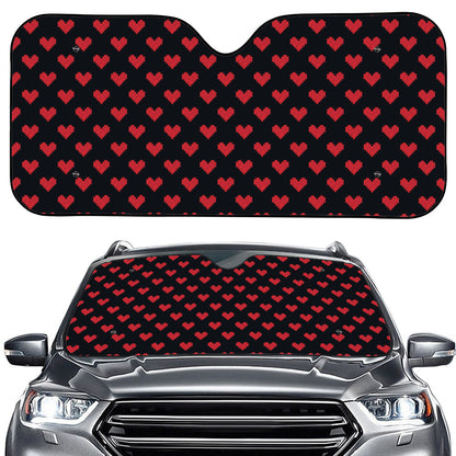 Pixel Heart Pattern Print Car Windshield Sun Shade