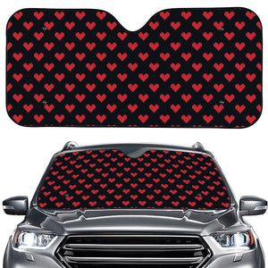 Pixel Heart Pattern Print Car Windshield Sun Shade