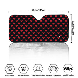 Pixel Heart Pattern Print Car Windshield Sun Shade