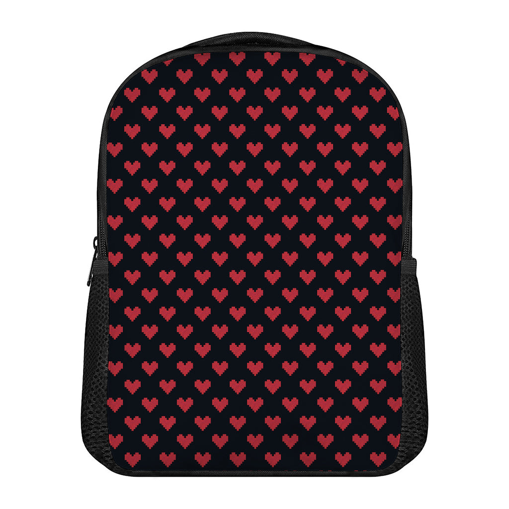 Pixel Heart Pattern Print Casual Backpack