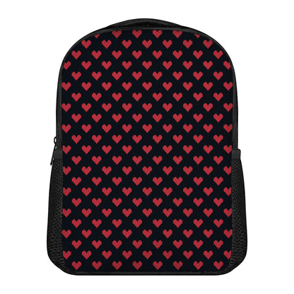 Pixel Heart Pattern Print Casual Backpack