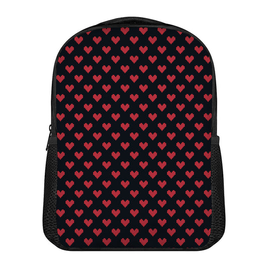 Pixel Heart Pattern Print Casual Backpack