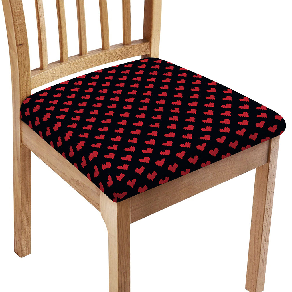 Pixel Heart Pattern Print Chair Cushion Cover