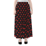Pixel Heart Pattern Print Chiffon Maxi Skirt