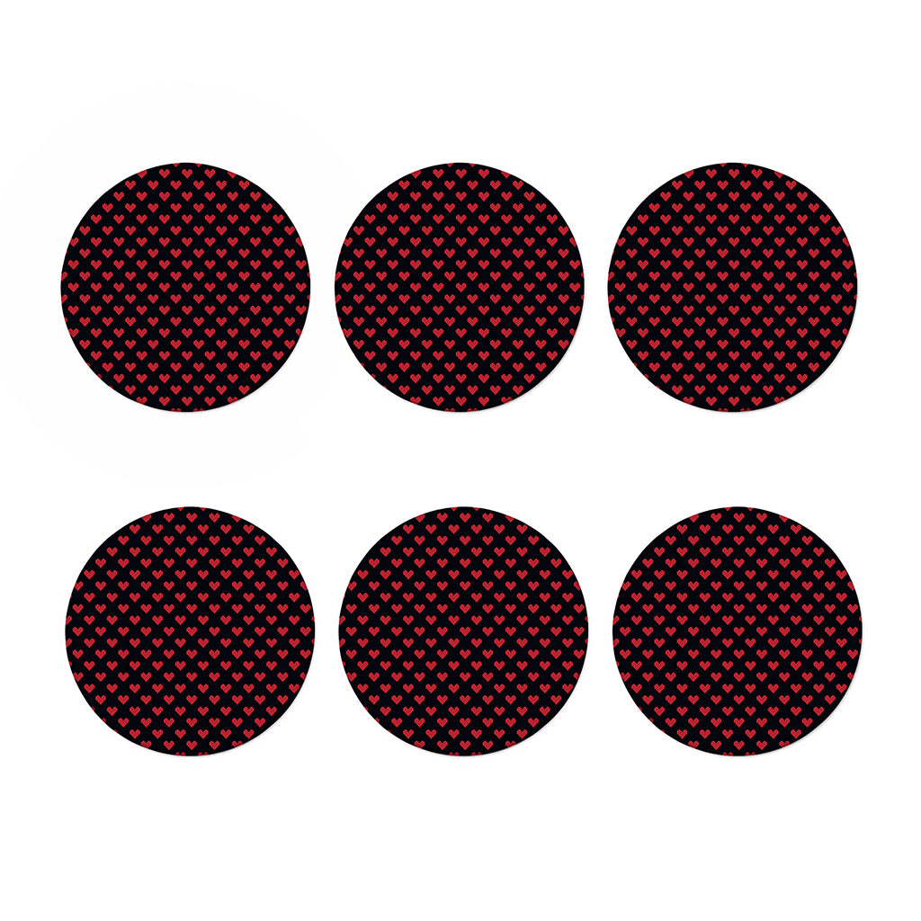 Pixel Heart Pattern Print Coaster Set