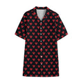 Pixel Heart Pattern Print Cotton Hawaiian Shirt
