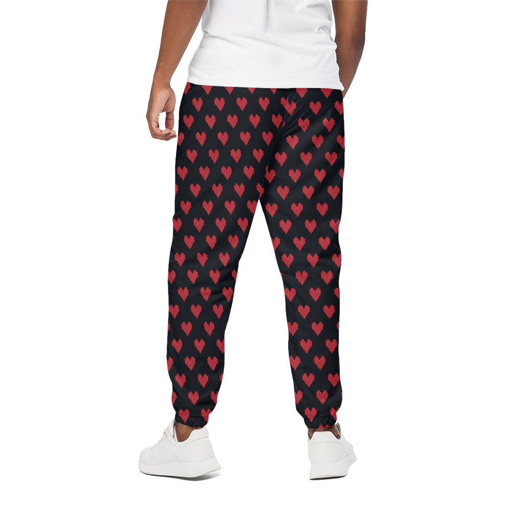Pixel Heart Pattern Print Cotton Pants