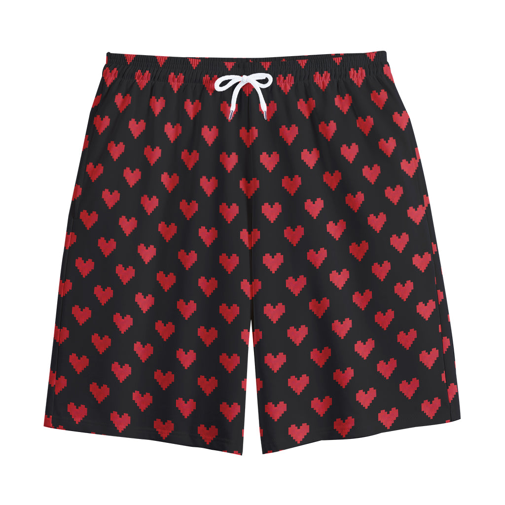 Pixel Heart Pattern Print Cotton Shorts