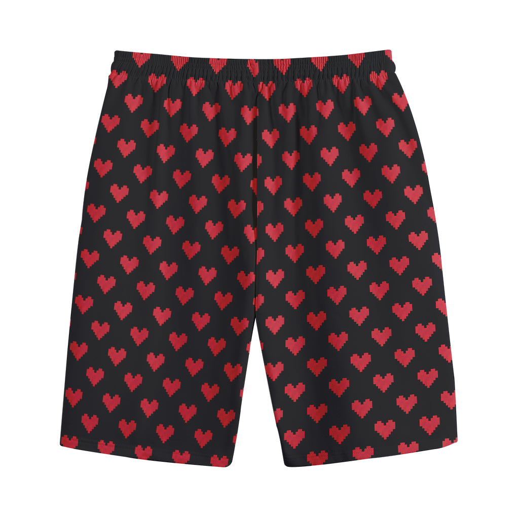 Pixel Heart Pattern Print Cotton Shorts