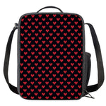 Pixel Heart Pattern Print Crossbody Lunch Bag