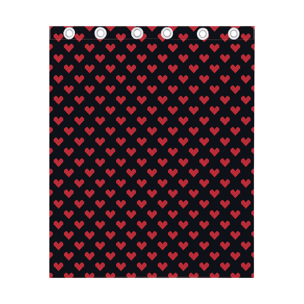 Pixel Heart Pattern Print Curtain