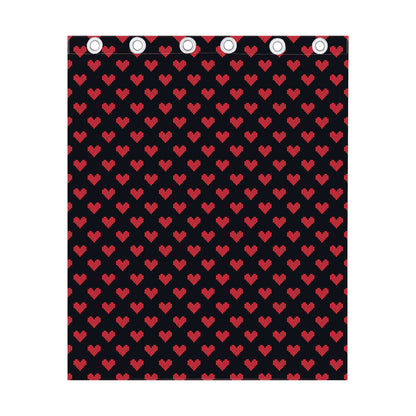 Pixel Heart Pattern Print Curtain