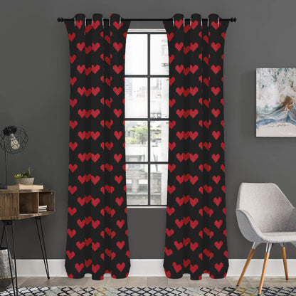 Pixel Heart Pattern Print Curtain