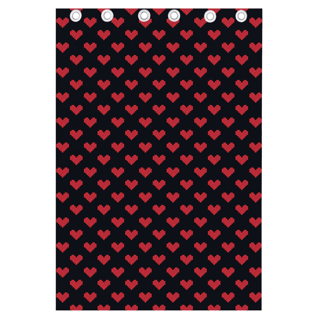 Pixel Heart Pattern Print Curtain