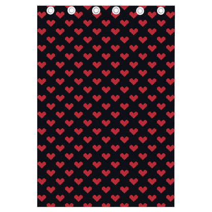 Pixel Heart Pattern Print Curtain