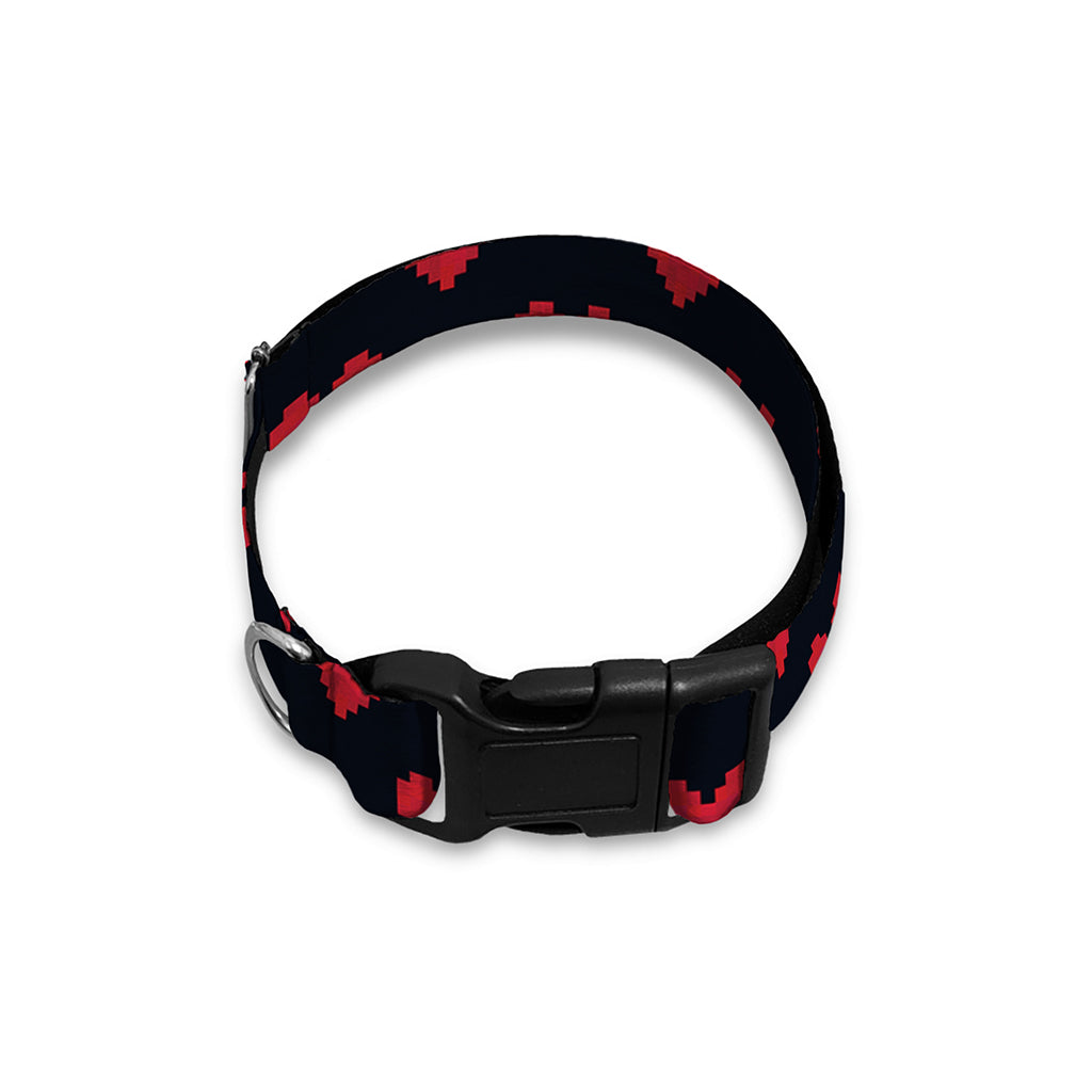 Pixel Heart Pattern Print Dog Collar