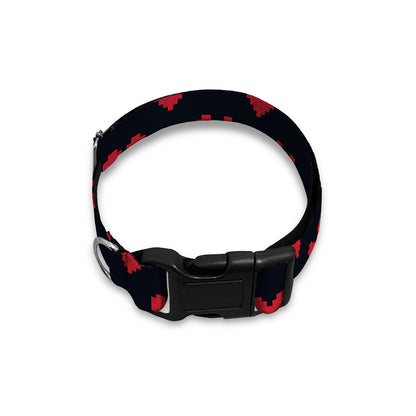 Pixel Heart Pattern Print Dog Collar