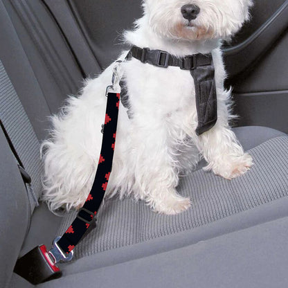Pixel Heart Pattern Print Dog Seat Belt