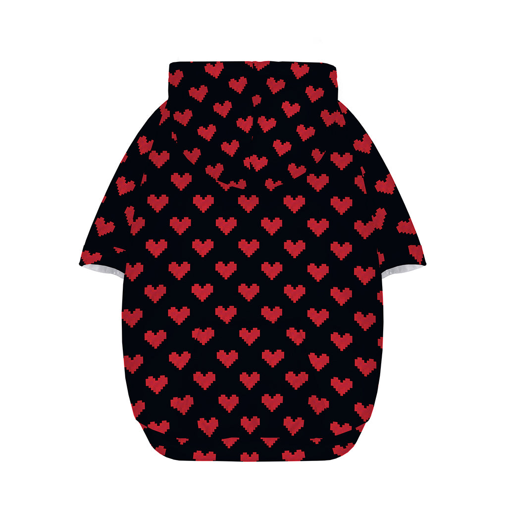 Pixel Heart Pattern Print Dog Zip Up Hoodie