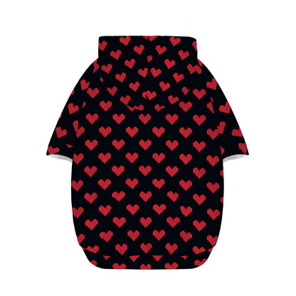 Pixel Heart Pattern Print Dog Zip Up Hoodie