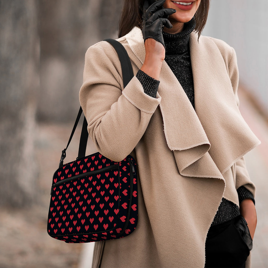 Pixel Heart Pattern Print Double Strap Bible Bag