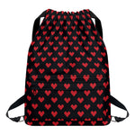 Pixel Heart Pattern Print Drawstring Backpack