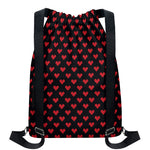 Pixel Heart Pattern Print Drawstring Backpack