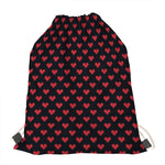 Pixel Heart Pattern Print Drawstring Bag