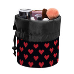 Pixel Heart Pattern Print Drawstring Makeup Bag