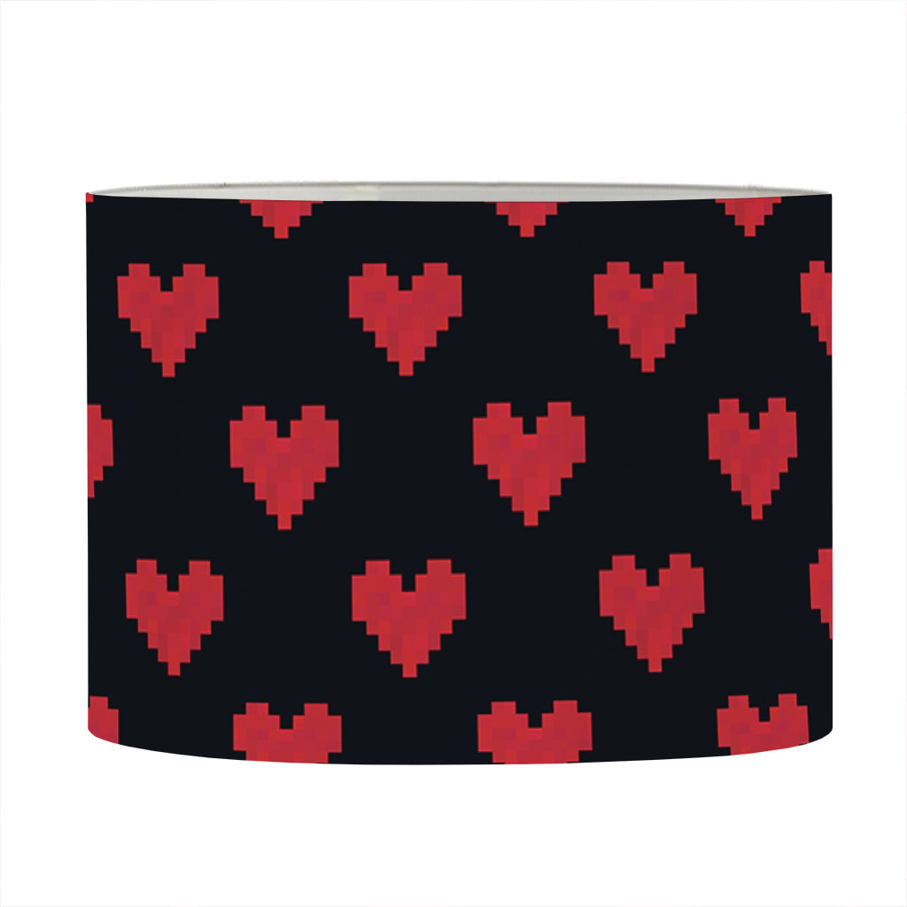 Pixel Heart Pattern Print Drum Lamp Shade