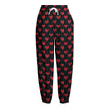 Pixel Heart Pattern Print Fleece Lined Knit Pants