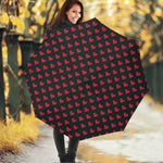 Pixel Heart Pattern Print Foldable Umbrella