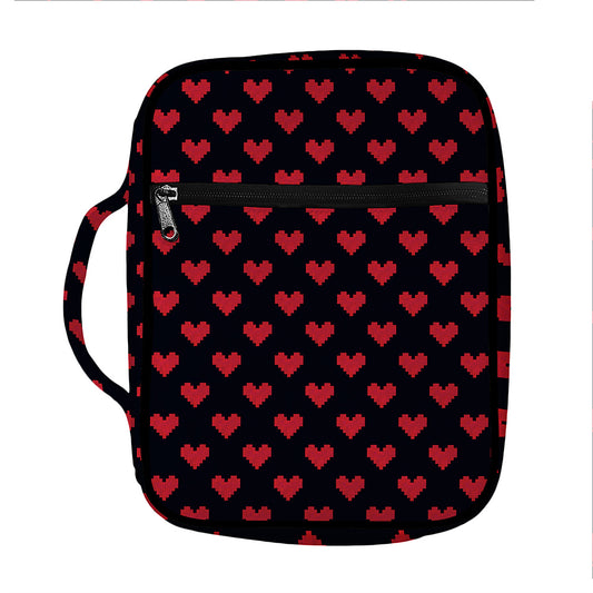 Pixel Heart Pattern Print Front Pocket Bible Bag