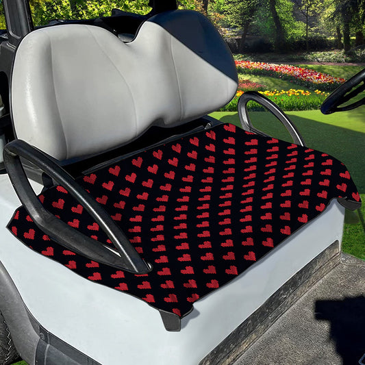 Pixel Heart Pattern Print Golf Cart Seat Cover