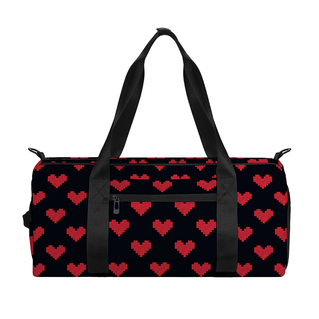 Pixel Heart Pattern Print Gym Bag