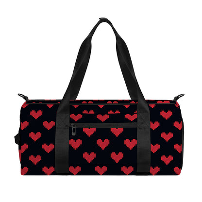 Pixel Heart Pattern Print Gym Bag