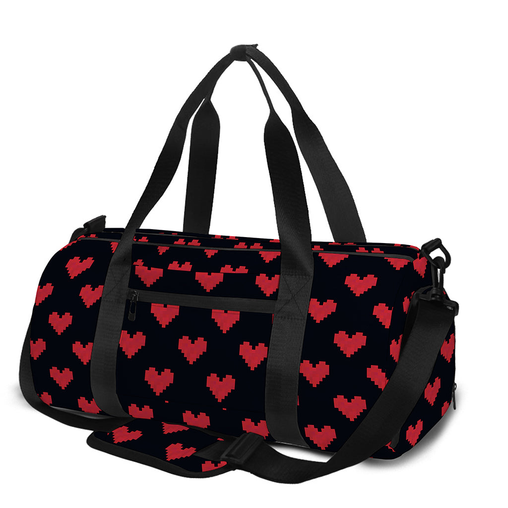 Pixel Heart Pattern Print Gym Bag