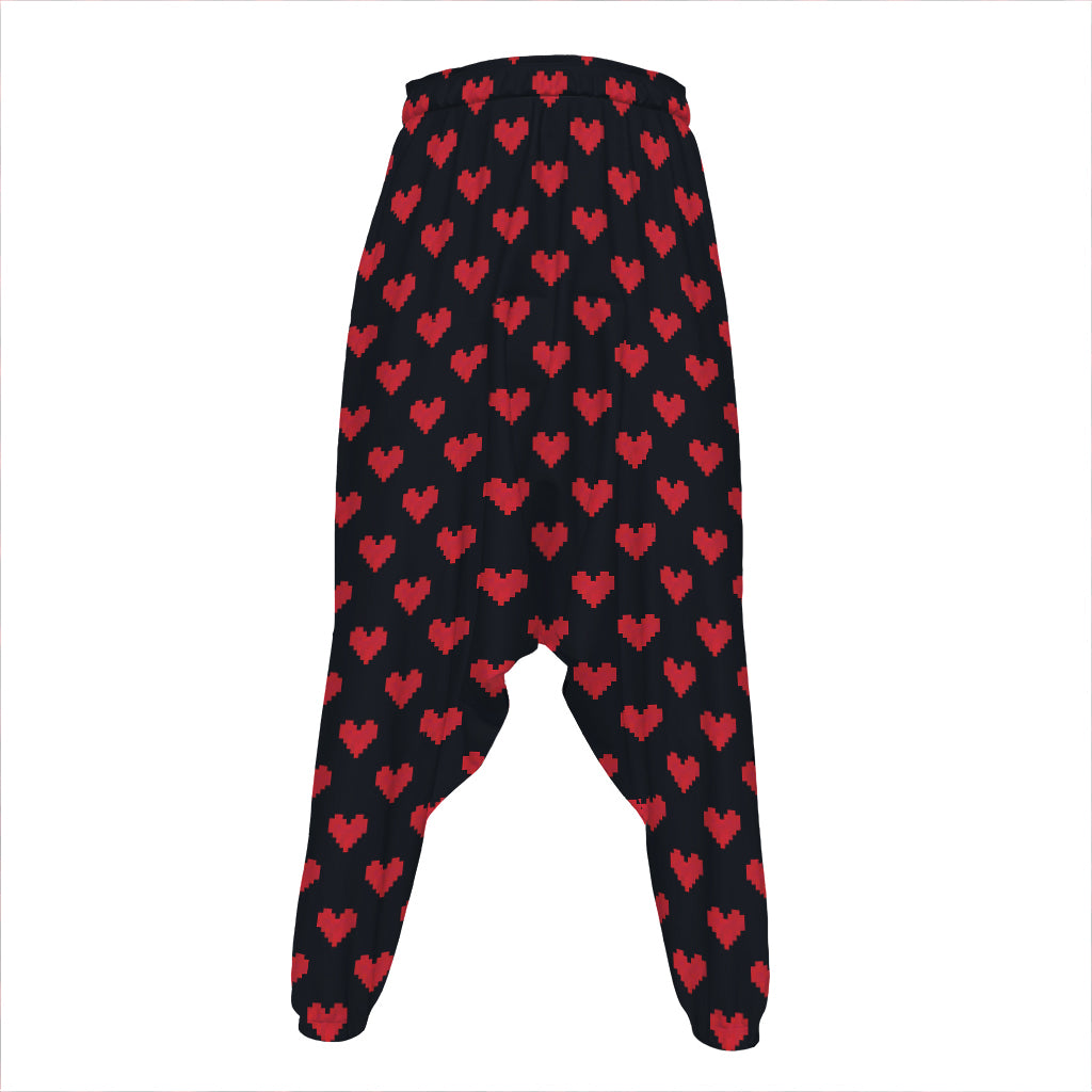 Pixel Heart Pattern Print Hammer Pants