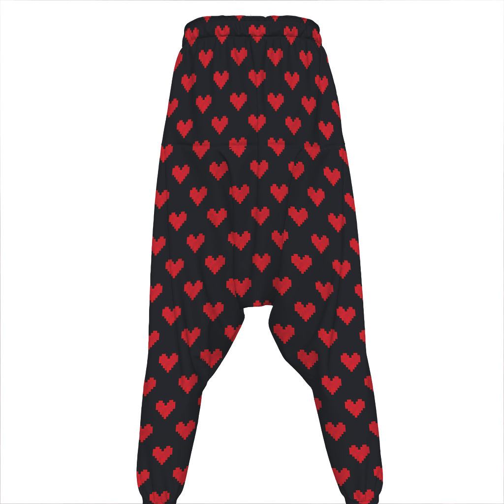 Pixel Heart Pattern Print Hammer Pants