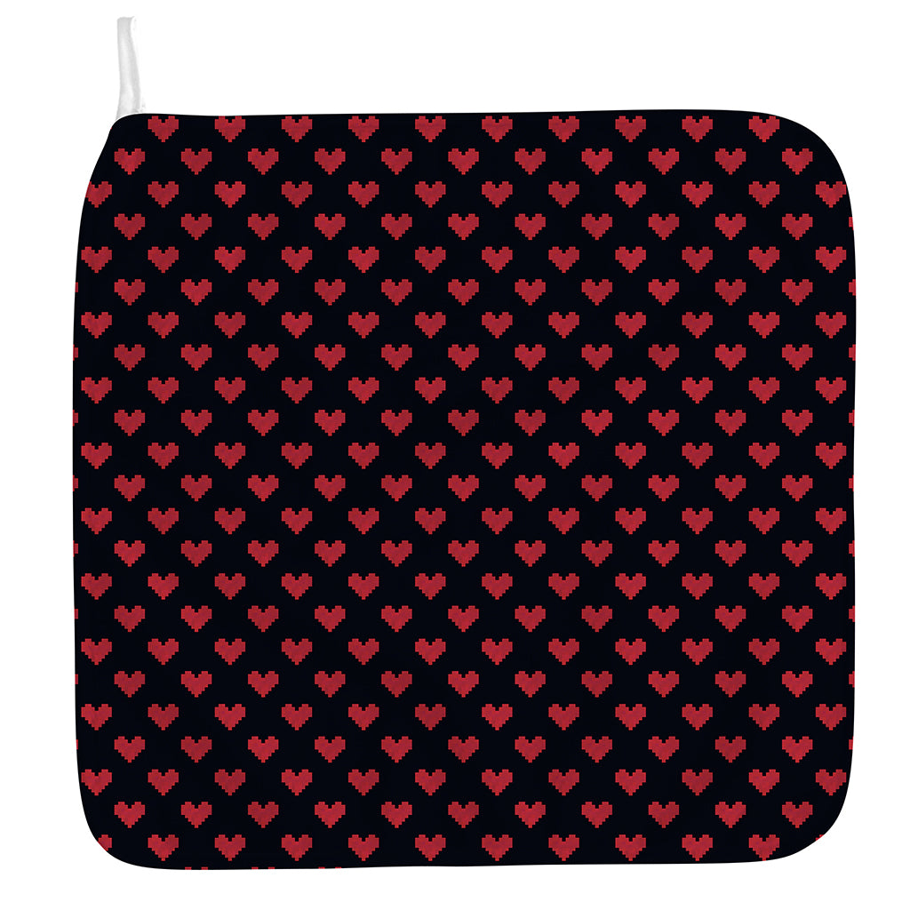 Pixel Heart Pattern Print Hand Towel