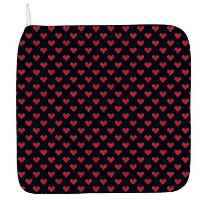 Pixel Heart Pattern Print Hand Towel