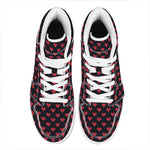Pixel Heart Pattern Print High Top Leather Sneakers