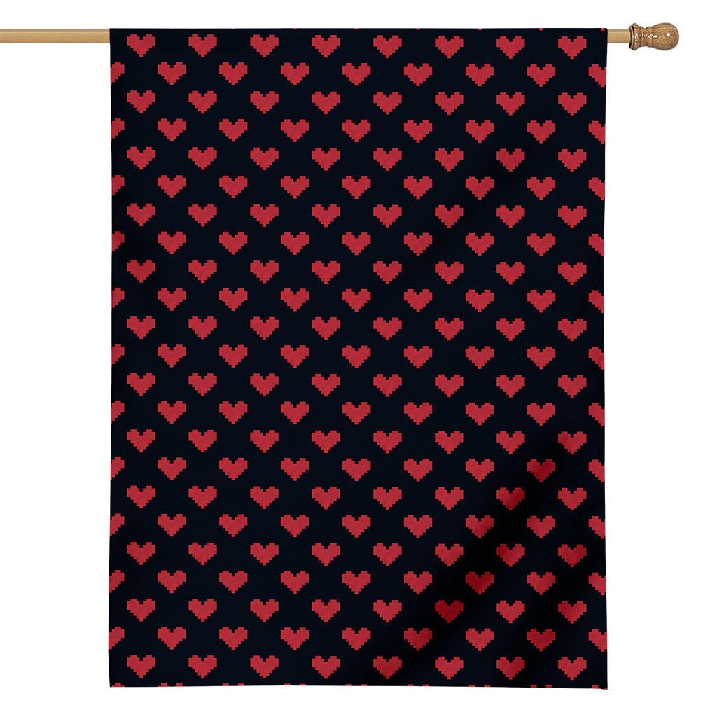Pixel Heart Pattern Print House Flag