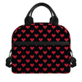 Pixel Heart Pattern Print Insulated Lunch Bag