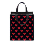 Pixel Heart Pattern Print Insulated Lunch Tote
