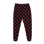 Pixel Heart Pattern Print Jogger Pants