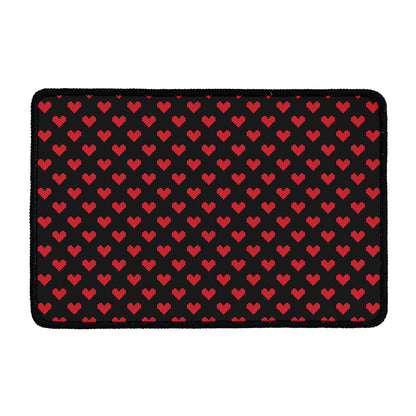 Pixel Heart Pattern Print Kitchen Mat