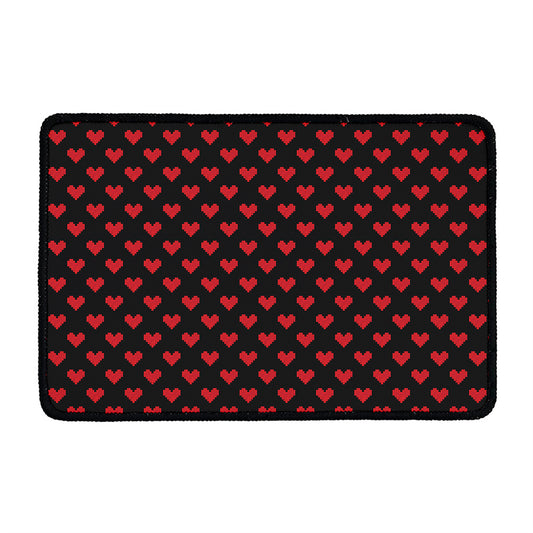 Pixel Heart Pattern Print Kitchen Mat