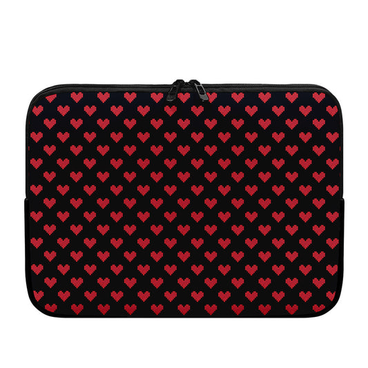 Pixel Heart Pattern Print Laptop Sleeve
