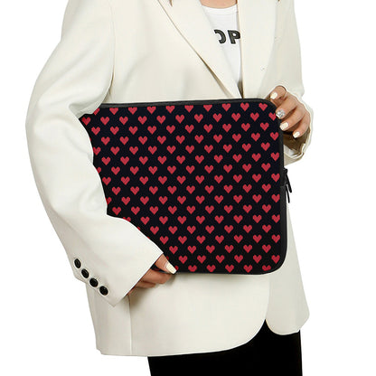 Pixel Heart Pattern Print Laptop Sleeve